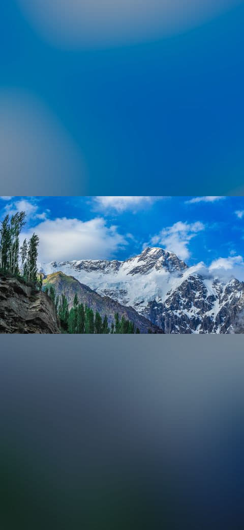 Ultar peak Karimabad Hunza wallpaper in teal and sky blue tones, Full HD, 16:9 format for desktop
