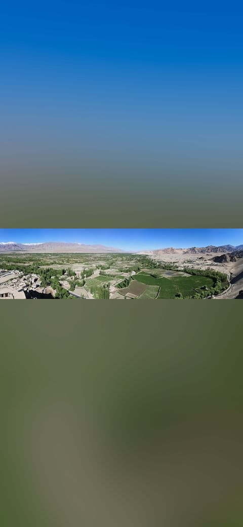 View of Indus Valley from Thikse Gompa, Ladakh,… wallpaper in olive and steel blue tones, Full HD, 21:9 format for desktop