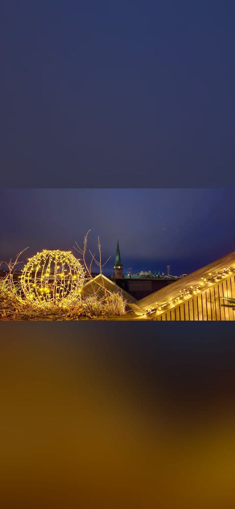 View with Christmas lights 2025 Salling Rooftop 04 wallpaper in charcoal and charcoal tones, Full HD, 16:9 format for phone