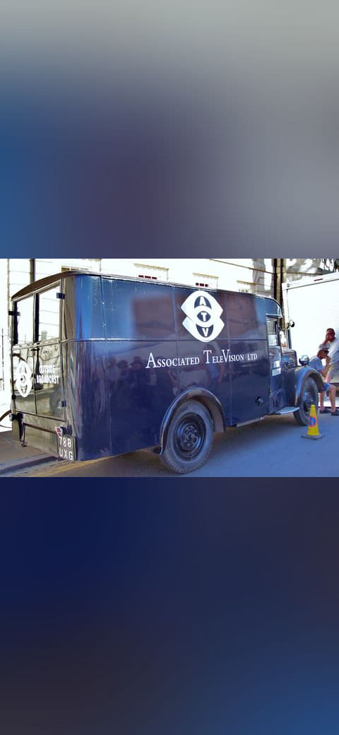 Vintage ATV Outside Broadcast Van - 5061800 wallpaper in cream and charcoal tones, Full HD, 16:9 format for phone